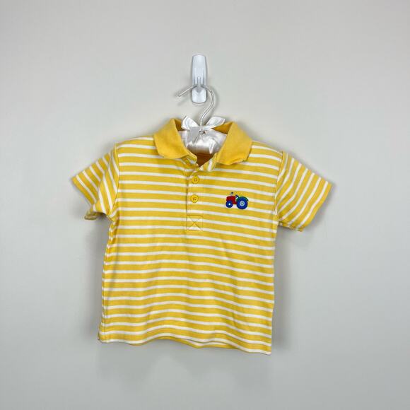 JoJo Maman Bebe Yellow Striped Tractor Polo 18-24 Months - Picture 1 of 4